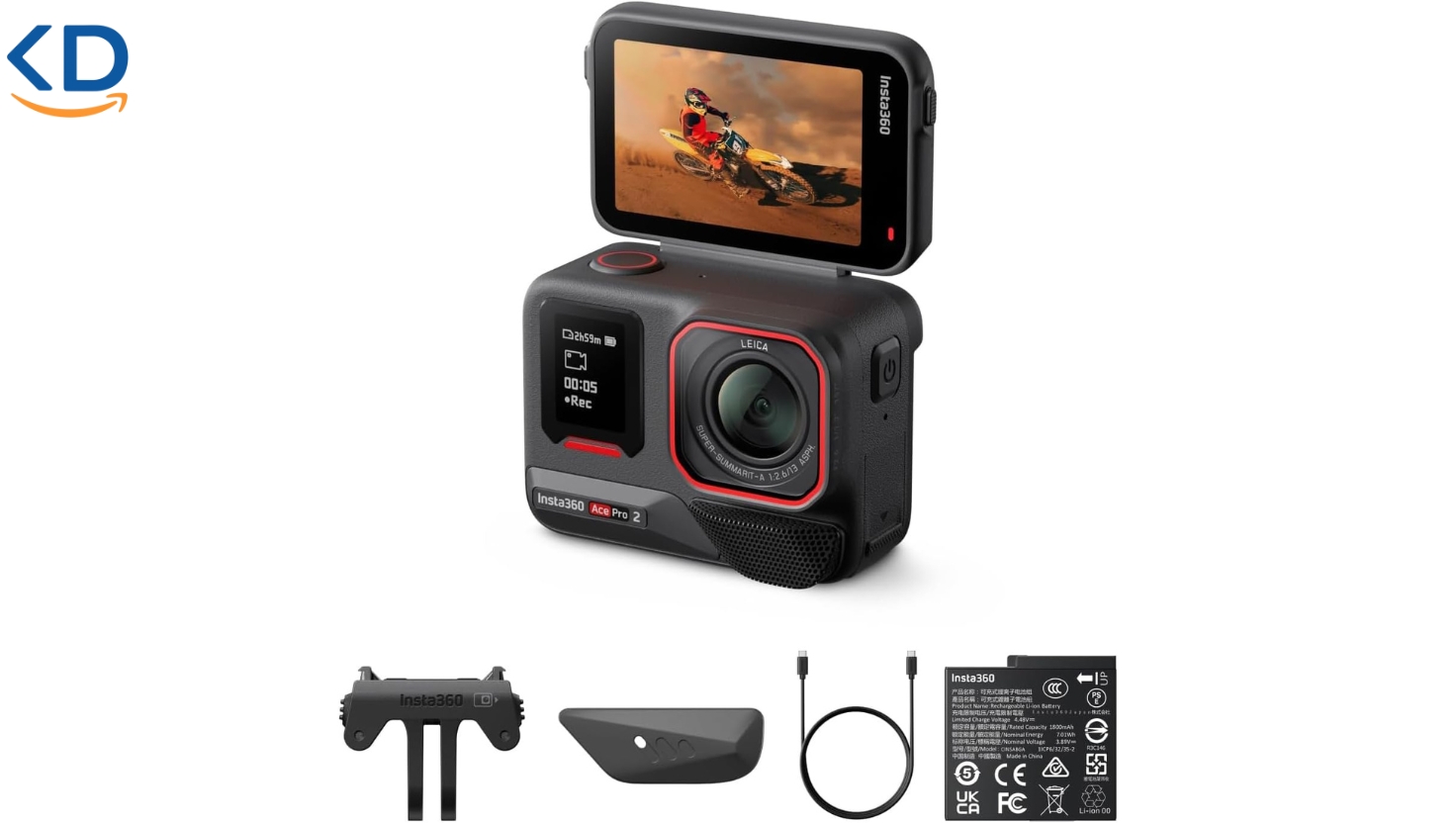 دوربین فیلمبرداری اکشن و ورزشیINSTA360 ACE PRO 2 – مجهز به بسته باتری قدرتمند