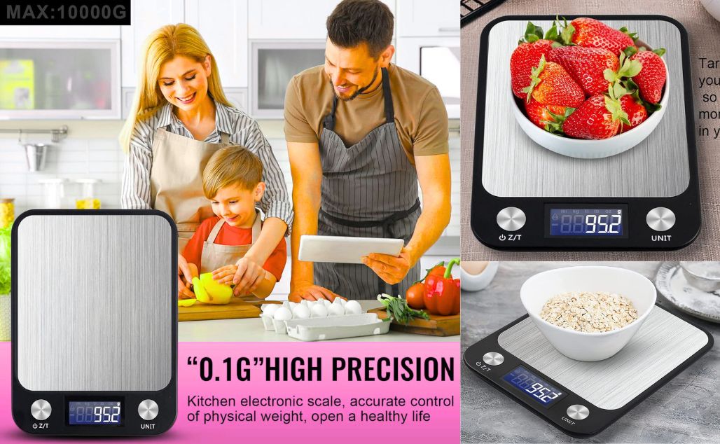 ترازوی آشپزخانه دیجیتالی برند SKY-TOUCH  چند منظوره 10  کیلویی ضد زنگ