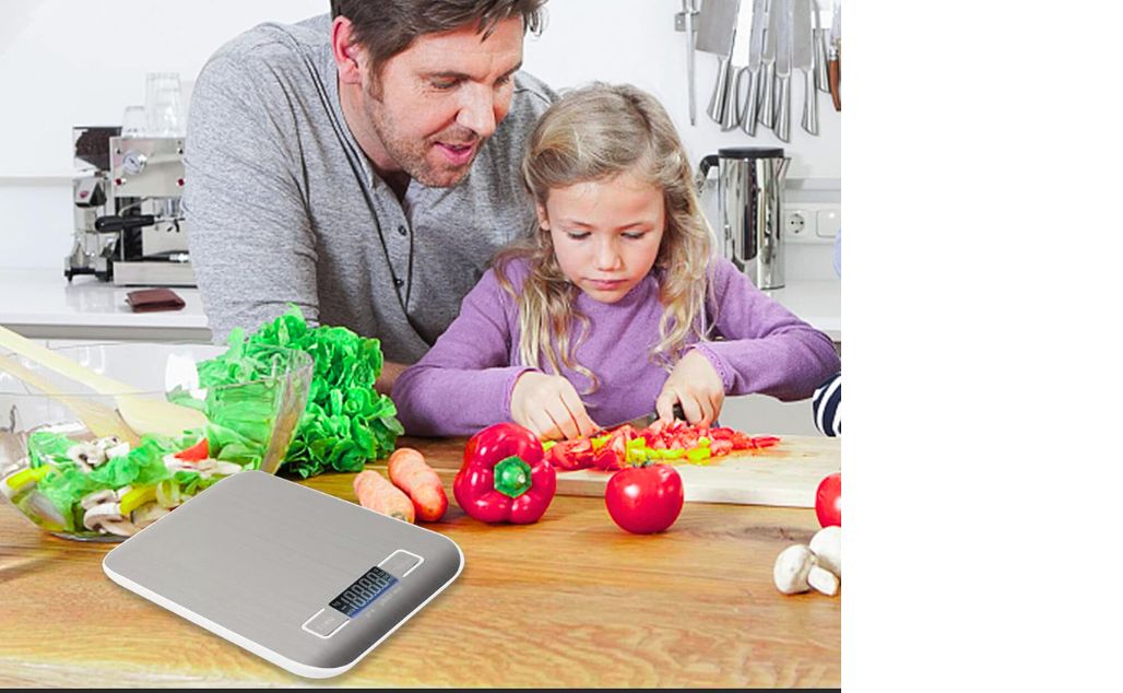 ترازوی دیجیتال مواد غذایی برند SKY-TOUCH چند منظوره با نمایشگر LCD-نقره ای