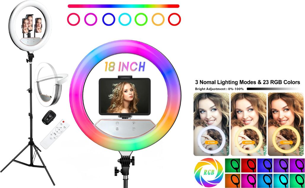 رینگ لایت آر جی بی MJ18 RGB RING LIGHT