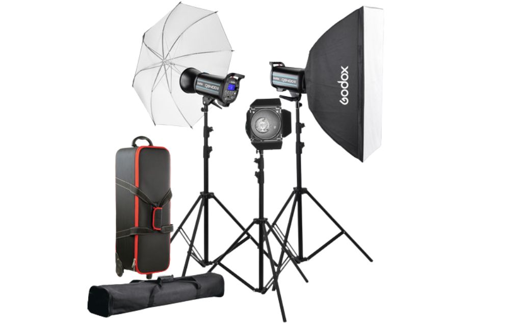 کیت فلاش نورپردازی Godox Studio Flash Light Kit QS400 II به همراه پایه بادی