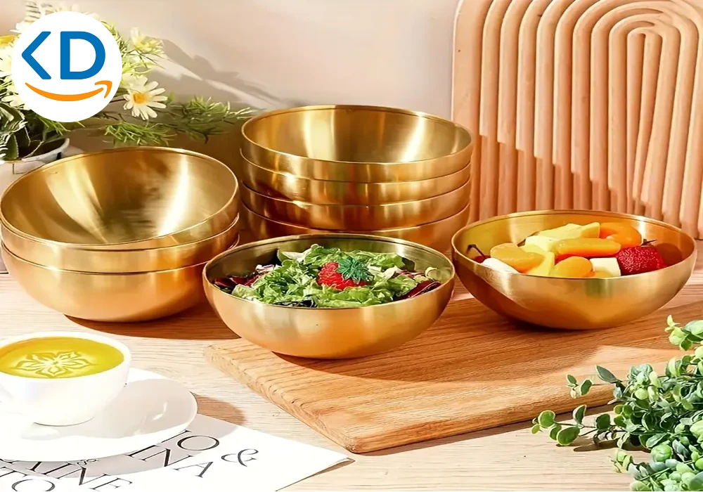 ست ۶ عددی کاسه سالاد استیل طلایی