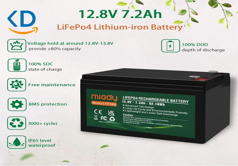 باتری لیتیوم فسفات Miady 12V 7.2Ah