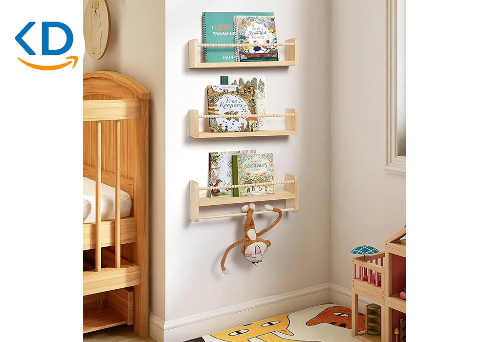 Maxpeuvon Childrens Wooden Wall Shelf-Set of 3-