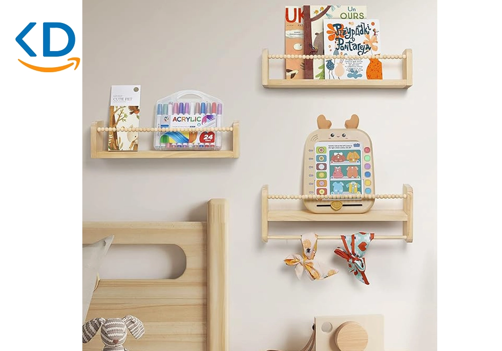 Maxpeuvon Childrens Wooden Wall Shelf-Set of 3-