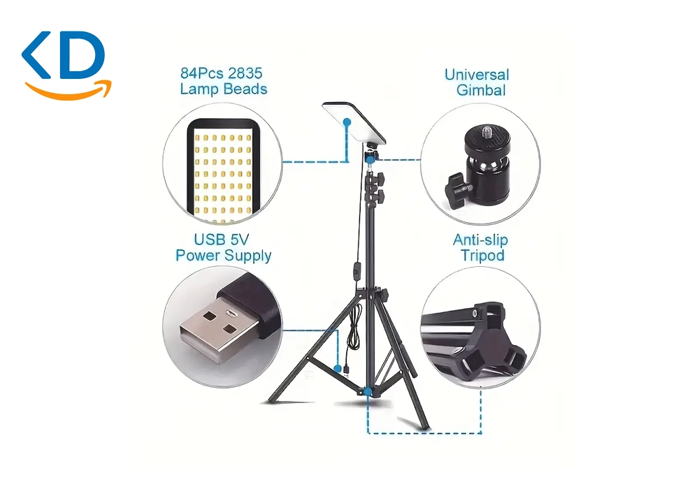 چراغ کمپینگ LED قابل تنظیم پایه‌دار برای روشنایی اضطراری فضای باز