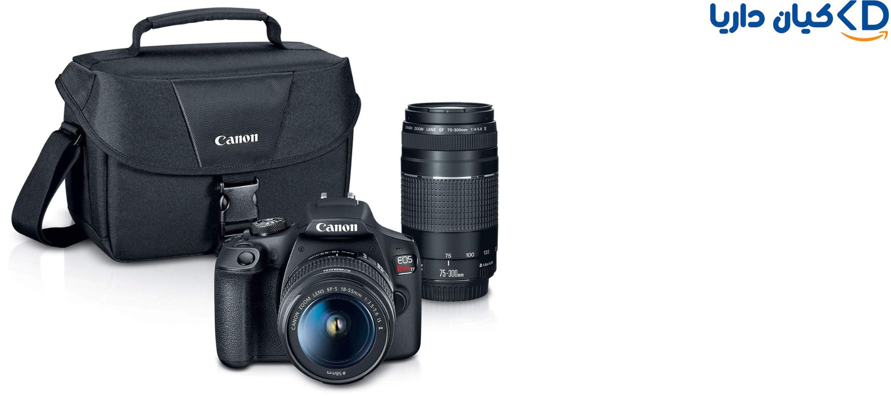دوربین عکاسی دیجیتال Canon EOS Rebel T7 DSLR  به همراه لنز Ef18 55mm + لنز Ef 75 300mm با زوم دوگانه، Cneosrt7Lenx2