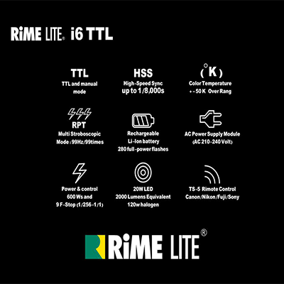 کیت فلاش باطری دار RiME LITE i6 TTL location Kite