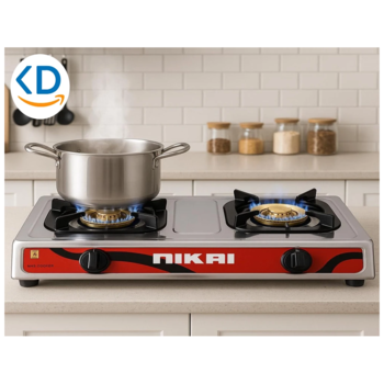 اجاق گاز رومیزی نیکای 2 شعله شیشه‌ ای NG942T استیل مقاوم