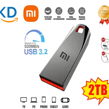 فلش مموری فلزی شیائومی 2 ترابایت USB 3.2 ضدآب و ضدضربه با سرعت انتقال بالا مناسب لپ تاپ و موبایل