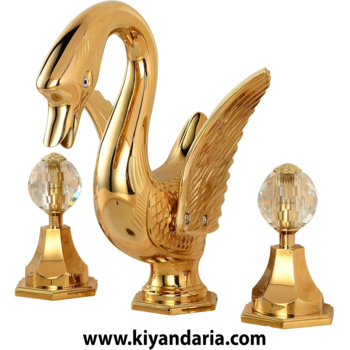 شیر روشویی دوتکه YCCUZA مدل Swan - طلایی