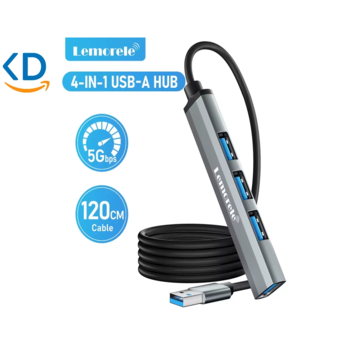 هاب 4 پورت USB 3.0 لمورل مدل OTG - با کابل 120 سانتی متری