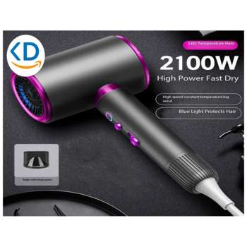 سشوار یون‌ ساز حرفه‌ ای با دیفیوزر مدل Ionic 2100W - بنفش