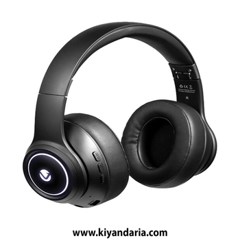 هدفون بی سیم مشکی Volkano Quasar Series Bluetooth Over-Ear Headphones with LED Light