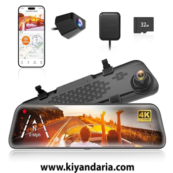 دوربین پشت آینه 4K WOLFBOX G840S 12 اینچ با دوربین جلو و عقب