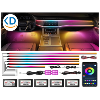 چراغ داخل خودرو Dream Light 10in1 مدل Dreamcolor با کنترل اپلیکیشن و فیبر نوری RGB