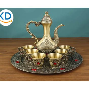 ست چای و قهوه ترک فلزی وینتیج با سبک اروپایی