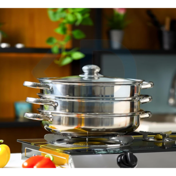 بخارپز 3 طبقه Delcasa مدل DC استیل ضد زنگ – ظرفیت 4 لیتر