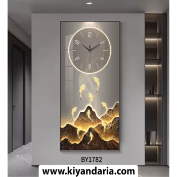ساعت دیواری دکوراتیو سه بعدی مدل Modern Art با نور LED طلایی
