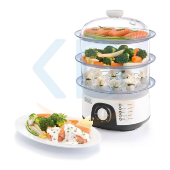 بخارپز سه طبقه  BLACK+DECKER مدل HS6000-B5 ظرفیت 10 لیتر 