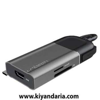 هاب 6 در 1 USB-C URTECH با خروجی 4K و محافظ حریم خصوصی صفحه نمایش