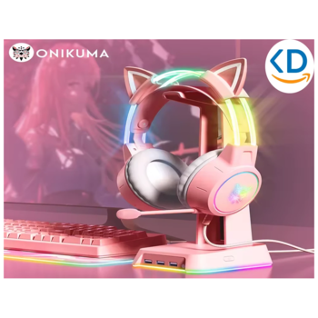 هدست گیمینگ دخترانه طرح گربه ای ONIKUMA X15 Pro با نور RGB