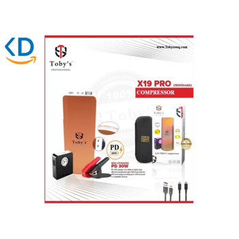 جامپ استارتر و پاوربانک خودرو Toby X19 PRO با کمپرسور 16000mAh