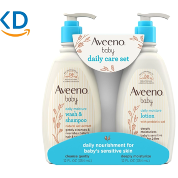ست مراقبت روزانه مرطوب کننده کودک AVEENO BABY مدل 2 عددی با عصاره جو دوسر طبیعی
