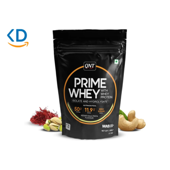 پروتئین وی QNT prime طعم زعفران، بادام هندی و پسته – 500 گرم