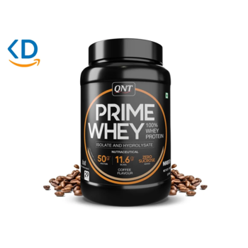 پروتئین وی QNT Prime Whey ایزوله و هیدرولیزه - 1 کیلوگرم طعم قهوه