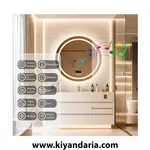 آینه حمام 80 سانتی متری LED، برند Wisfor با اسپیکر بلوتوث و ویژگی های هوشمند، نمای جزئی