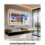 آینه حمام Wisfor با نور LED، بلوتوث، نمایش زمان و دما و ضد بخار، نمای اصلی