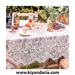 رومیزی توری فرانسوی-سفید، نمای نزدیک