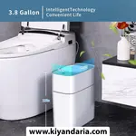 سطل زباله هوشمند JOYBOS مدل Slim با درب اتوماتیک و طراحی باریک - سفید نمای کنار