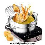 سرخ کن عمیق استیل ضدزنگ سبک ژاپنی با درب و دماسنج، نمای بالا