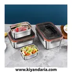 ست 4 عددی ظرف استیل نگهدارنده غذا REASOR مدل BX با درب های ضدنشت نمای کلی