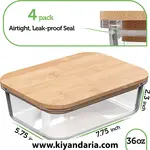 ظرف نگهدارنده غذای شیشه ای Greener Home با درب بامبو بسته 4 عددی نمای نزدیک