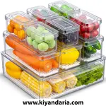 ست 10 عددی ارگانایزر شفاف یخچال KUMD با درب و سه سایز مختلف نمای اصلی