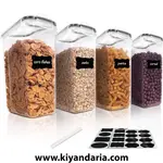 ست 4 عددی ظرف نگهدارنده غلات Vtopmart مدل 4L با درب قفل دار – مشکی نمای اصلی
