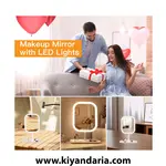 آینه آرایشی شارژی قابل حمل مدل Uoexziyi با چراغ LED و صفحه لمسی و چرخش 720 درجه (سفید)، نمای کلی