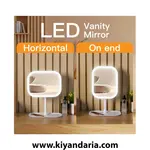 آینه آرایشی شارژی قابل حمل مدل Uoexziyi با چراغ LED و صفحه لمسی و چرخش 720 درجه (سفید)، نمای نزدیک
