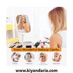 آینه آرایشی شارژی قابل حمل مدل Uoexziyi با چراغ LED و صفحه لمسی و چرخش 720 درجه (سفید)، نمای دور