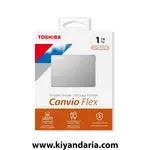 هارد اکسترنال قابل حمل توشیبا مدل Canvio Flex ظرفیت 1 ترابایت - نقره ای نمای جعبه

