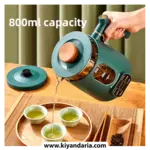 کتری برقی 800 میلی لیتری kbxstart مدل KBE998 با بدنه شیشه ای و فیلتر داخلی-سبز نمای دور