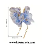 گوشواره زنانه آویز مدل Flower Mesh-آبی، نمای جزئی