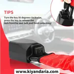 قفل فرمان و کمربند ایمنی TOPFREE (قرمز) در حال کار
