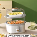 بخارپز برقی چند منظوره خانگی مدل DZL-201، دو طبقه با قطع‌ کن خودکار.نمای اصلی