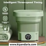 مینی ماشین لباسشویی تاشو 8 لیتری قابل حمل با خشک‌ کن برند جنریک مدل WM-001 سبز. نمای جلو