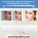 آینه سه طرفه آرایش و اصلاح مو Azulmart با چراغ LED. نمای نور