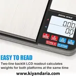 ترازوی دیجیتال دوگانه Exrp مدل Dual Platform با دقت 0.1 گرم و 0.01 گرم. نمای نزدیک